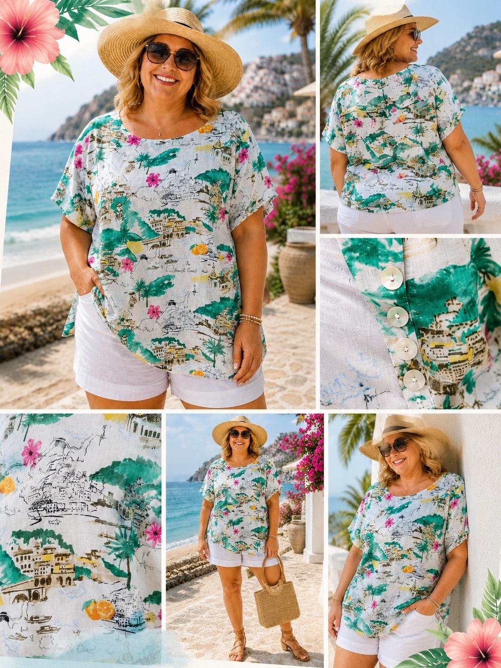 Cynthia Rowley Amalfi Coast Linen Blend Top – Plus Size 2X